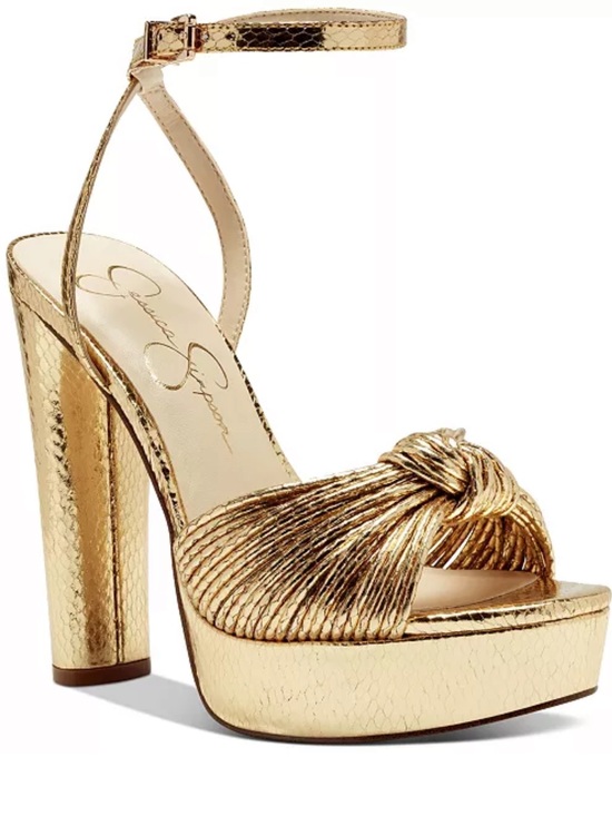 Jessica Simpson Shoes - Jessica Simpson Metallic Gold Knotted Platform Slingback Heels